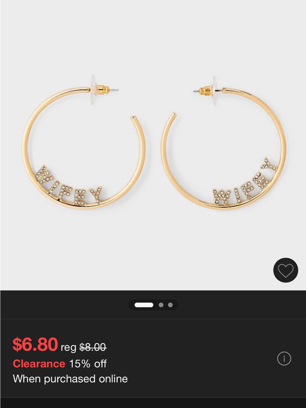 Gold Hoop Earrings with Crystal 'Wifey' Lettering